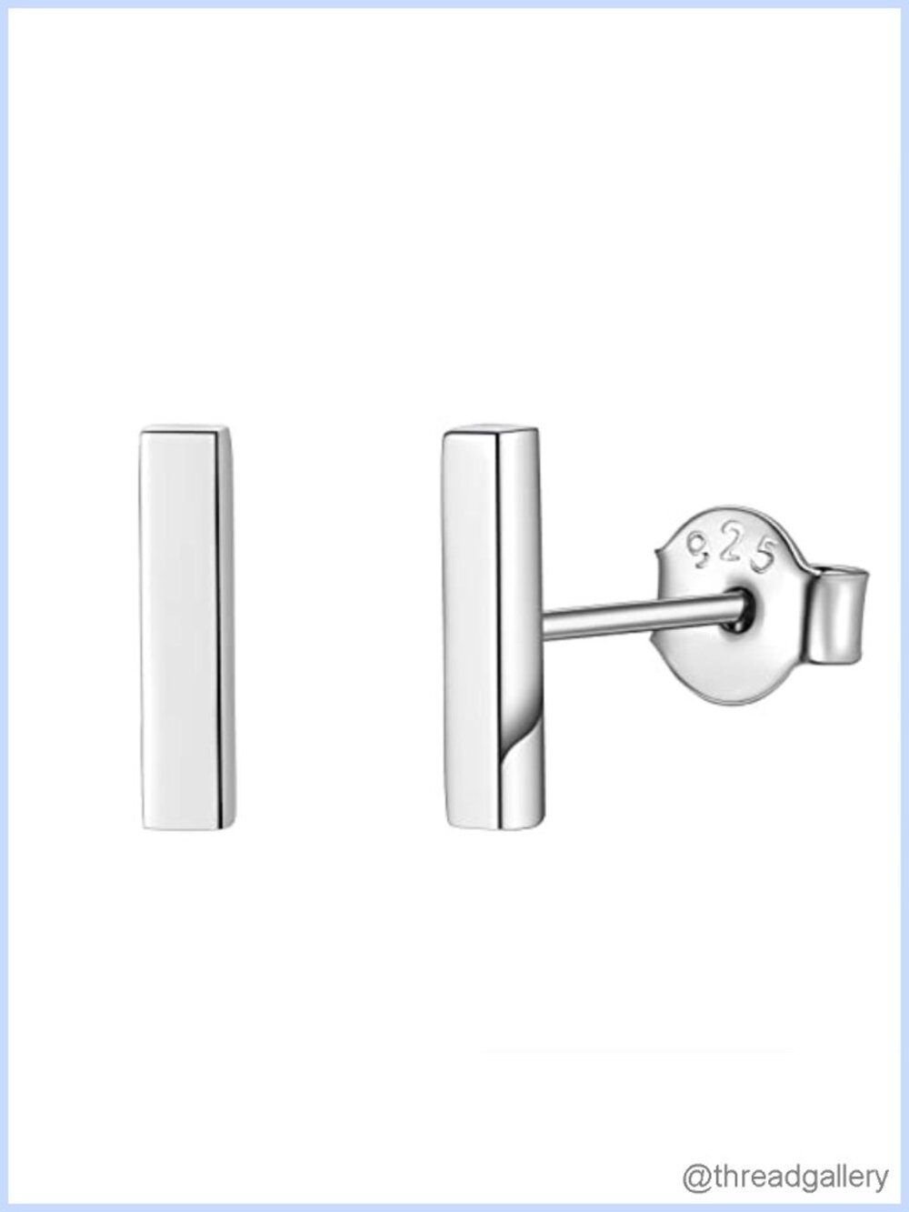 Sterling Silver Small Bar Stud Earrings Hypoallergenic Minimalist Screw Back
